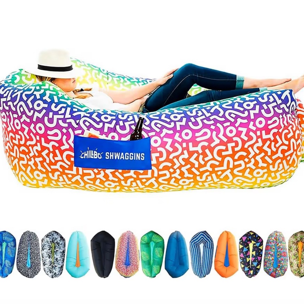 Chillbo Shwaggins inflatable lounger. No pump required.